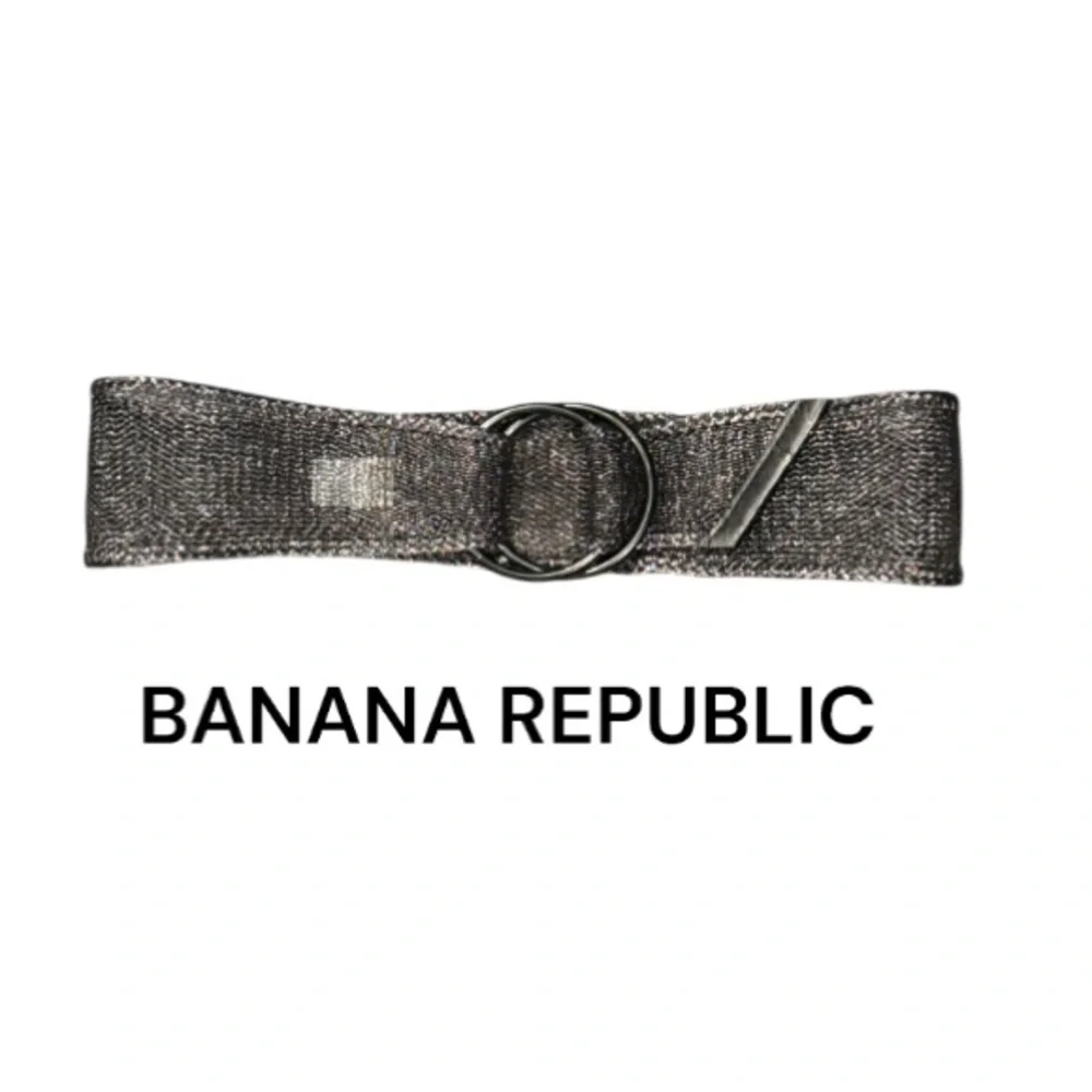 Authentic Banana Republic designer wide silver gunmetal shimmer mesh belt sz S/M